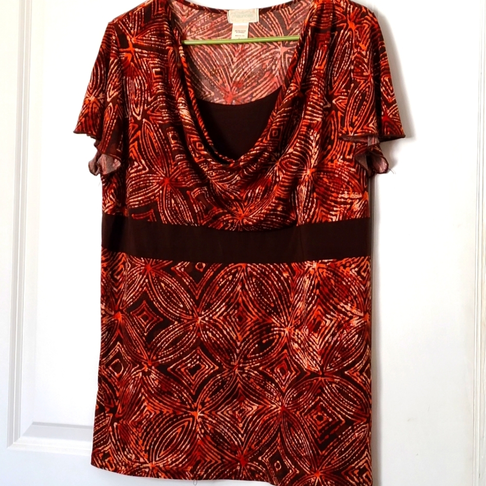 Maurice plus sz 1 orange & brown blouse